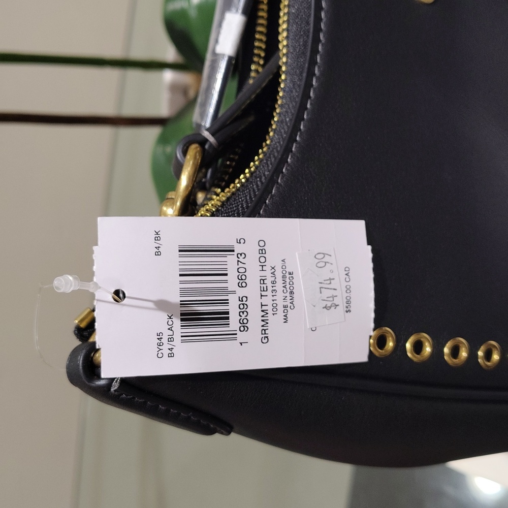 NWT! Coach Teri Hobo in Gold/Black #CY645 - Picture 6 of 6